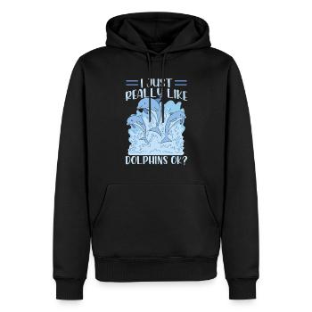 I like dolphins just very much dolphin dolphins - Men’s Premium Organic Hoodie - black - Front - Nico (187cm)