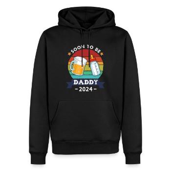 Bientôt papa 2024 - Sweat à capuche Premium bio Homme - noir - Devant - Nico (187cm)