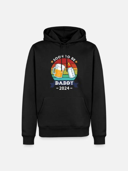 Bientôt papa 2024 - Sweat à capuche Premium bio Homme - noir