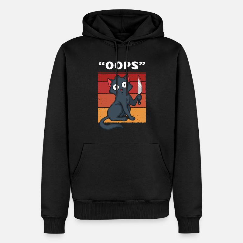 Oops Murderous Cat - Männer Premium Bio Hoodie - Schwarz