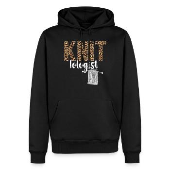 Knitting Wrinkled Leopard Cheetah - Men’s Premium Organic Hoodie - black - Front - Nico (187cm)