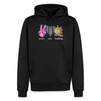 Knitting Knitter Peace Love - Männer Premium Bio Hoodie - Schwarz - Vorne - Nico (187cm)