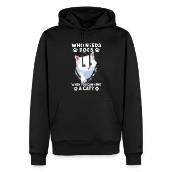 Wer Braucht Hunde Wenn Man Eine Katze Haben Kann - Männer Premium Bio Hoodie - Schwarz - Vorne - Nico (187cm)