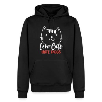Love Cats Hate Dogs Cat Lovers Pet - Men’s Premium Organic Hoodie - black - Front - Nico (187cm)