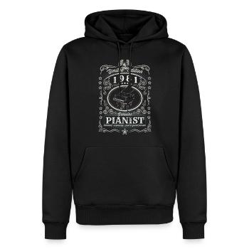 Vintage 1981 Pianiste Cadeau d’anniversaire Hobby - Sweat à capuche Premium bio Homme - noir - Devant - Nico (187cm)
