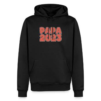Papa 2023 - Sweat à capuche Premium bio Homme - noir - Devant - Nico (187cm)