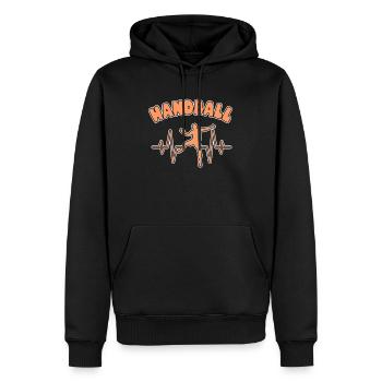Handball Herzschlag - Männer Premium Bio Hoodie - Schwarz - Vorne - Nico (187cm)