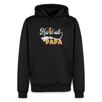 Papa Handball - Sweat à capuche Premium bio Homme - noir - Devant - Nico (187cm)