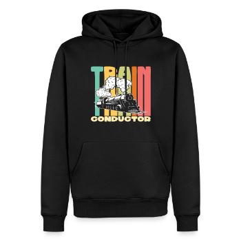 Train Conductor Eisenbahn Zug Modelleisenbahn - Männer Premium Bio Hoodie - Schwarz - Vorne - Nico (187cm)