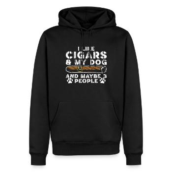Cigare et chiens fumant des toabacos - Sweat à capuche Premium bio Homme - noir - Devant - Nico (187cm)