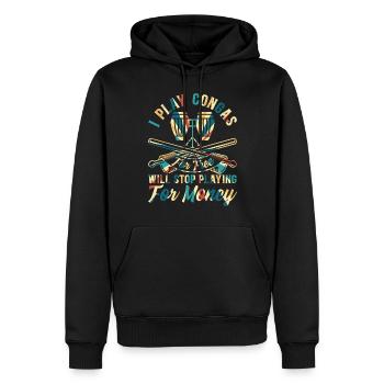 I Play Congas For Free - Funny Conga Drummer Conga - Men’s Premium Organic Hoodie - black - Front - Nico (187cm)