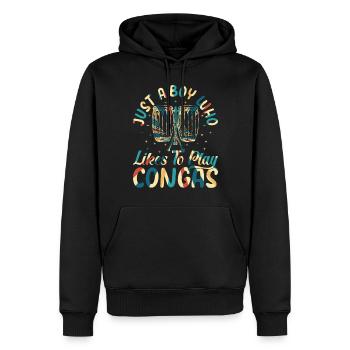 Conga Player Boys - Juste un garçon qui aime jouer C - Sweat à capuche Premium bio Homme - noir - Devant - Nico (187cm)