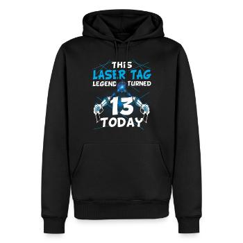 Lasertag-Geburtstagsfeier - Lasertag-Geburtstag - Männer Premium Bio Hoodie - Schwarz - Vorne - Nico (187cm)