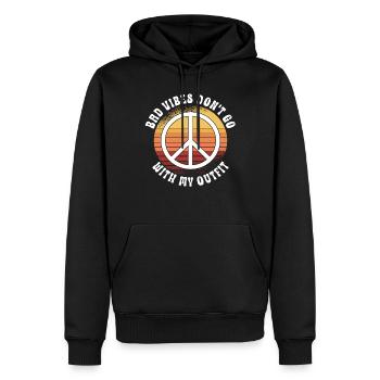 Hippie Peace Zeichen Frieden Blumen Blumenkind - Männer Premium Bio Hoodie - Schwarz - Vorne - Nico (187cm)