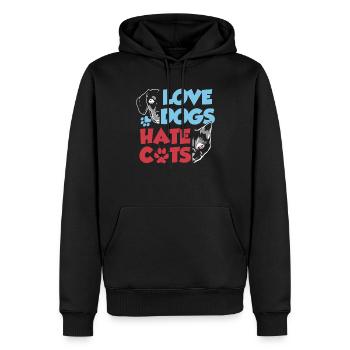 Love Dogs Hate Cats Lover Dog Puppy - Men’s Premium Organic Hoodie - black - Front - Nico (187cm)