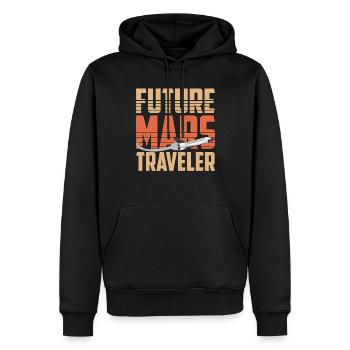 Futur voyageur Mars astronaute planète Mars - Sweat à capuche Premium bio Homme - noir - Devant - Nico (187cm)