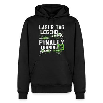 Endlich 13 Jahre Alt – Lasertag Geburtstag - Männer Premium Bio Hoodie - Schwarz - Vorne - Nico (187cm)