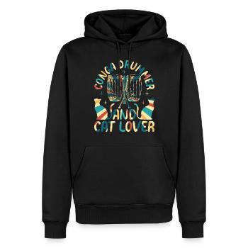 Conga Player Cat Owner - Conga Drummer and Cat Lov - Männer Premium Bio Hoodie - Schwarz - Vorne - Nico (187cm)