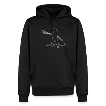 Pompiers tirés au sort - Sweat à capuche Premium bio Homme - noir - Devant - Nico (187cm)