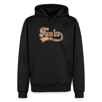 Trader Schriftzug - Männer Premium Bio Hoodie - Schwarz - Vorne - Nico (187cm)