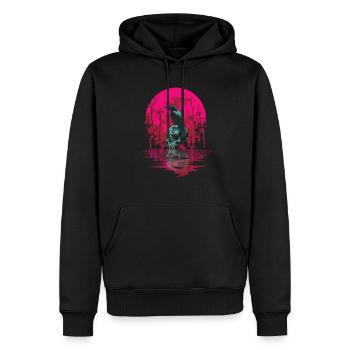 Gothic Skull Red Moon Black Crow - Men’s Premium Organic Hoodie - black - Front - Nico (187cm)