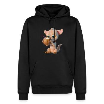 Niedlicher Hund trinkt aus Kokosnuss - Männer Premium Bio Hoodie - Schwarz - Vorne - Nico (187cm)