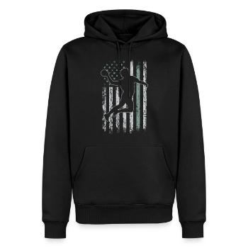 Handball Retro USA Flag Ballsport 4 juillet - Sweat à capuche Premium bio Homme - noir - Devant - Nico (187cm)