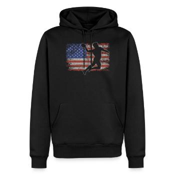 Handball Retro USA Flag Ballsport 4 juillet - Sweat à capuche Premium bio Homme - noir - Devant - Nico (187cm)