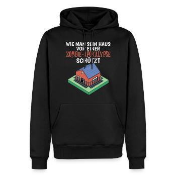Lustiges Zombie Apokalypse Survival Meme - Männer Premium Bio Hoodie - Schwarz - Vorne - Nico (187cm)
