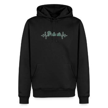 Podcast Herzschlag - Männer Premium Bio Hoodie - Schwarz - Vorne - Nico (187cm)