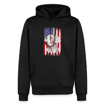 weimaraner dad american flag, weimaraner dog - Männer Premium Bio Hoodie - Schwarz - Vorne - Nico (187cm)