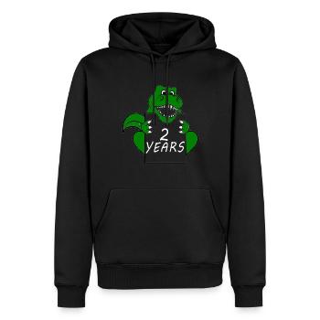 2ème anniversaire Dino Dinosaur Trex 2 ans garçon - Sweat à capuche Premium bio Homme - noir - Devant - Nico (187cm)