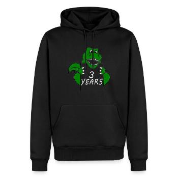 Fête d’anniversaire des enfants - 3 ans - DINOSAURE - Sweat à capuche Premium bio Homme - noir - Devant - Nico (187cm)