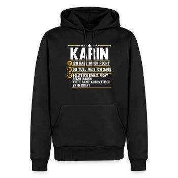Karin - Männer Premium Bio Hoodie - Schwarz - Vorne - Nico (187cm)