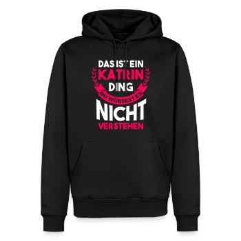 Katrin - Männer Premium Bio Hoodie - Schwarz - Vorne - Nico (187cm)