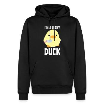 I’m A Lucky Duck - Canard au couteau Ente mit Messer - Sweat à capuche Premium bio Homme - noir - Devant - Nico (187cm)