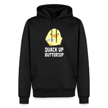 Quack Up Buttercup Duck with knife Ente mit Messer - Männer Premium Bio Hoodie - Schwarz - Vorne - Nico (187cm)