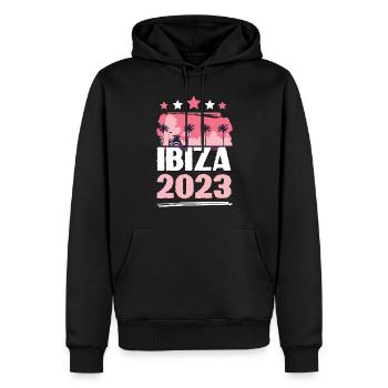 Ibiza 2023 - Männer Premium Bio Hoodie - Schwarz - Vorne - Nico (187cm)