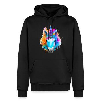 Farbenfrohes Einhorn - Männer Premium Bio Hoodie - Schwarz - Vorne - Nico (187cm)