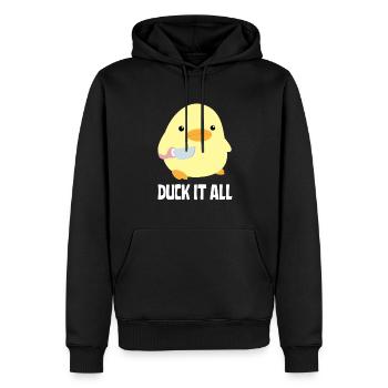 Duck It All - Canard au couteau Ente mit Messer - Sweat à capuche Premium bio Homme - noir - Devant - Nico (187cm)