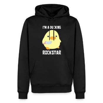 Je suis un canard drôle de rock star esquive avec un couteau Meme - Sweat à capuche Premium bio Homme - noir - Devant - Nico (187cm)