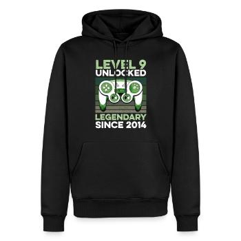 Niveau 9 ans Année d’anniversaire 2014 Gamer Boy - Sweat à capuche Premium bio Homme - noir - Devant - Nico (187cm)