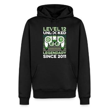 Niveau 12 Ans Anniversaire Année 2011 Gamer Boy - Sweat à capuche Premium bio Homme - noir - Devant - Nico (187cm)
