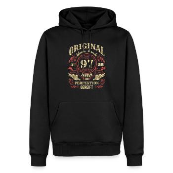 Original Lebende Legende Seit Über 97 Jahren - Männer Premium Bio Hoodie - Schwarz - Vorne - Nico (187cm)