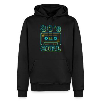 80s Girl Retro Karneval 80er Mottoparty Geschenk - Männer Premium Bio Hoodie - Schwarz - Vorne - Nico (187cm)