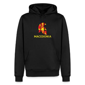 Drapeau de la Macédoine, Macédoine - Sweat à capuche Premium bio Homme - noir - Devant - Nico (187cm)
