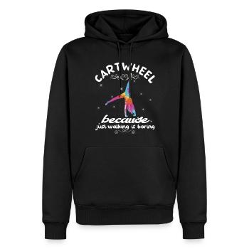 Roue de chariot acrobatique de gymnastique cool - Sweat à capuche Premium bio Homme - noir - Devant - Nico (187cm)