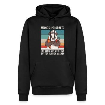 Bäcker Meine Superkraft Kuchen Panda Mehl Butter - Männer Premium Bio Hoodie - Schwarz - Vorne - Nico (187cm)