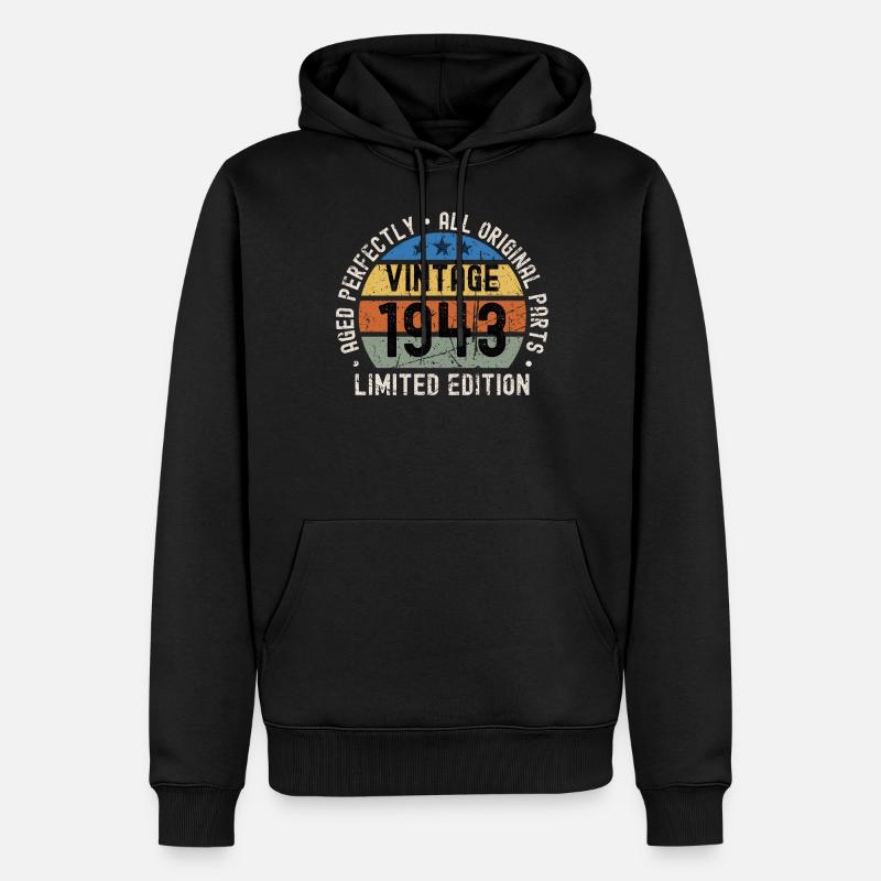 80e anniversaire millésime 1943 - Sweat à capuche Premium bio Homme - noir