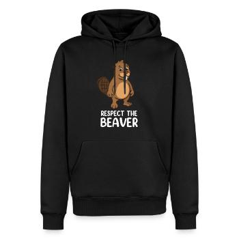Respect The Beaver - Männer Premium Bio Hoodie - Schwarz - Vorne - Nico (187cm)